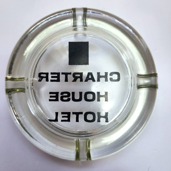 Vintage Ashtray Charter House Hotel Clear Thick Glass Collectible Advert… - Picture 6 of 6